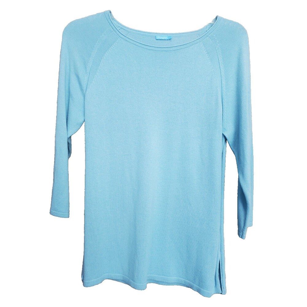 J.McLaughlin Soybean Fiber/Lyocell/Cotton Bateau Neck Raglan Sweater Blue Size L